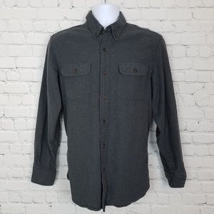 Chaps Gray Herringbone Shirt w/Elbow Patches, M